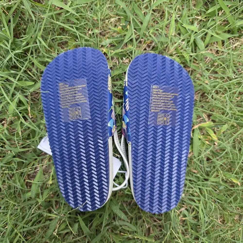 NWT Janie and Jack Fish & Coral Print Blue Pool Slide Sandals Toddler SZ 7